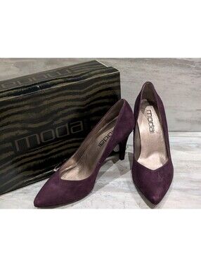 Moda Spana Purple Suede Pumps 3.5" Heels Sz 7.5 NIB